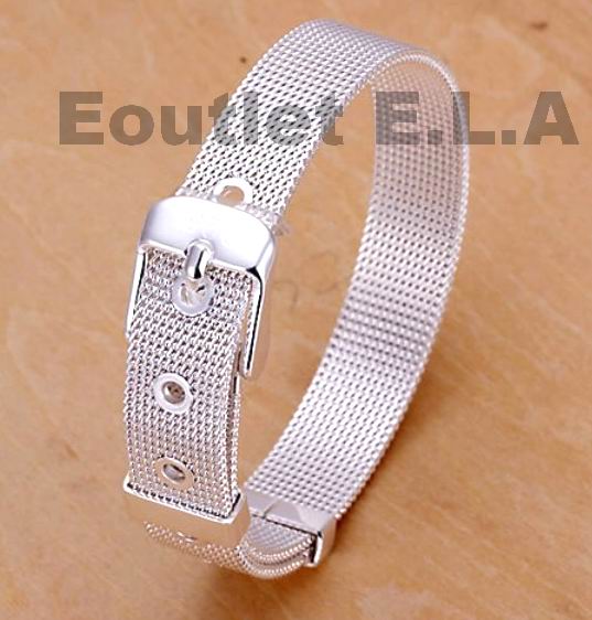 10mm WIDE BUCKLE BELT SILVER BRACELET